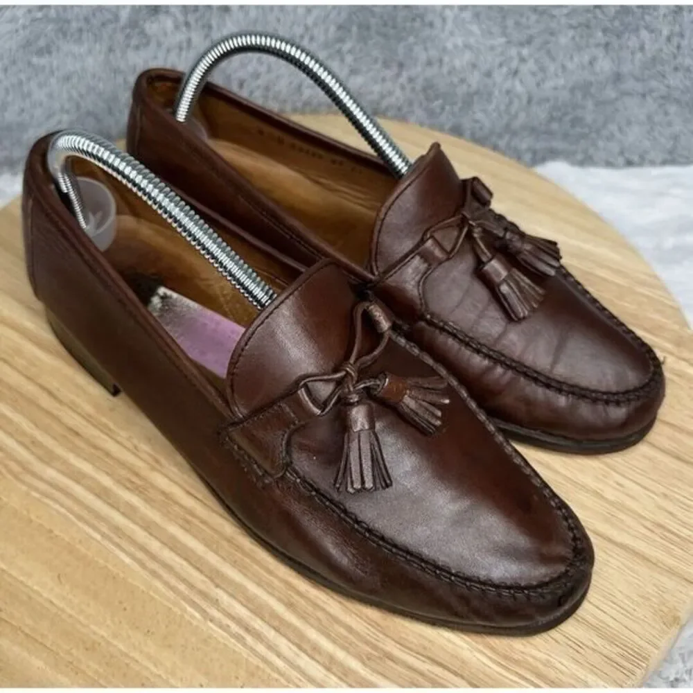 Allen‎ Edmonds Urbino Brown Calfskin Tassel Moccasins Loafers Men's Size 9 D